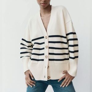 NWOT Zara Striped Knit Cardigan